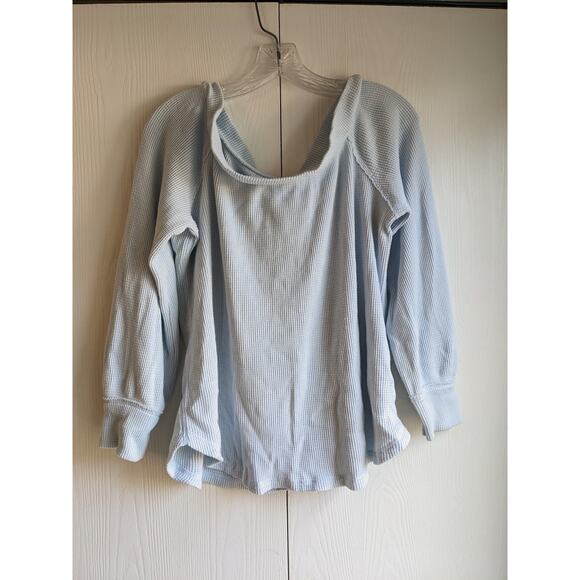 Abercrombie & Fitch Blue Rib Knit Cold Shoulder Sweater Size L - Picture 1 of 5
